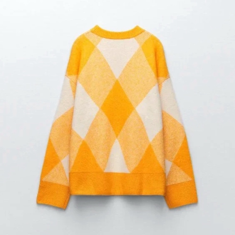 Zara Argyle Jacquard Knit Sweater